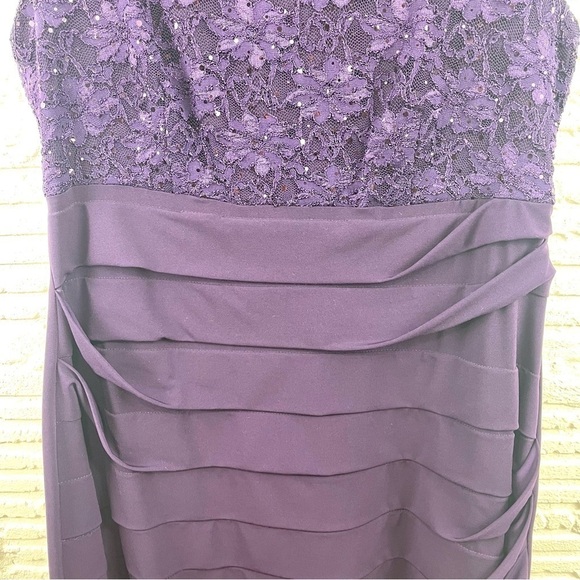 cb established 1962 Violet Sleeveless Sheath Cocktail Dress Sequin Lace Size 16 - Picture 5 of 14